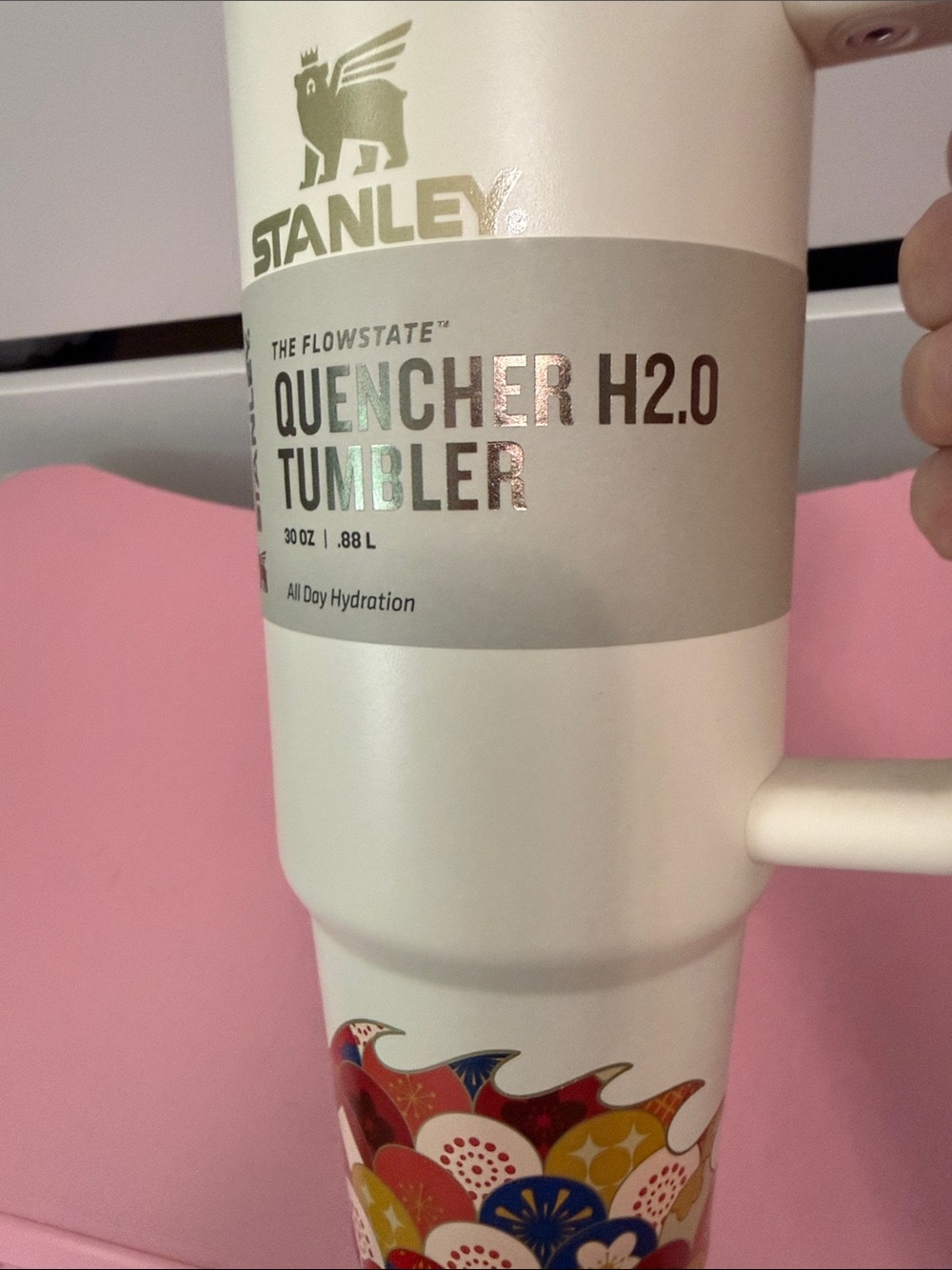 Stanley Dragon Cream Tumbler with Red Multi-Color Decorative Base - Picture 4 of 8